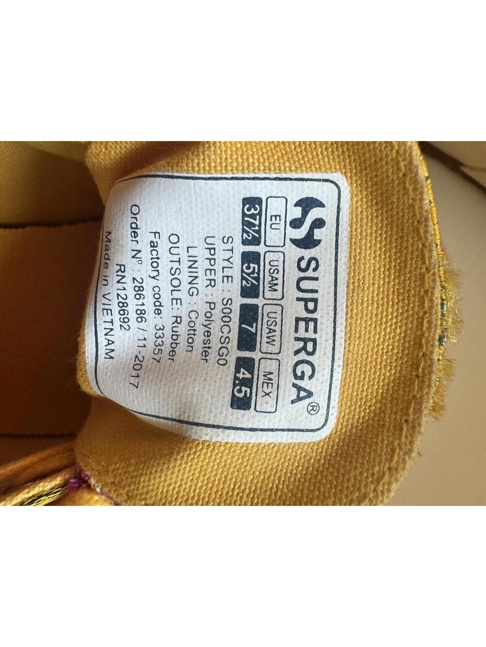 Superga Women's 2750 Korelaw sneakers gold floral embroidered satin upper Size 7 - Picture 8 of 8